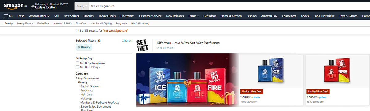 Valentine's Day valentine ads set wet perfume Amazon Amazon ads Advertising  digital valentine digital