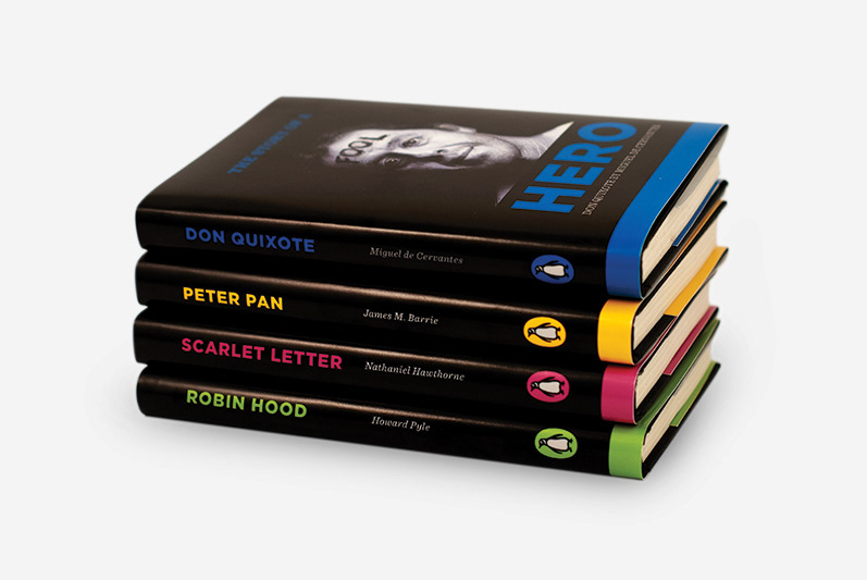 book covers  penguin Scarlatte letter Robin Hood peter pan don quixote book design heroes