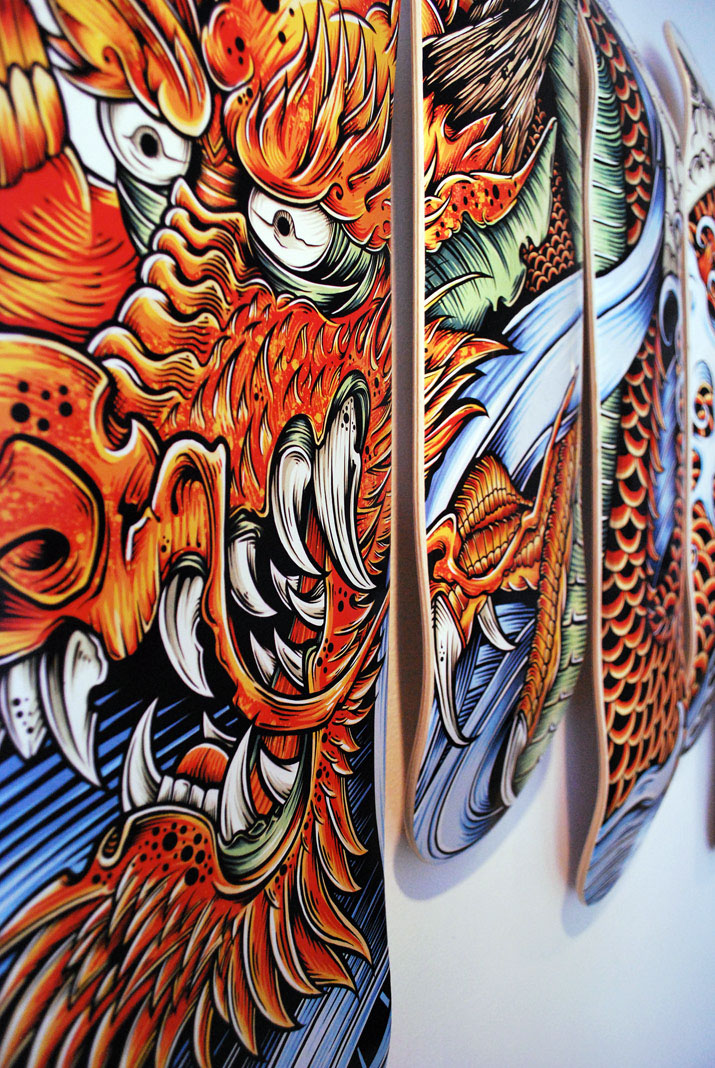 Adobe Portfolio dragon skateboard decks tattoo print gallery japanese