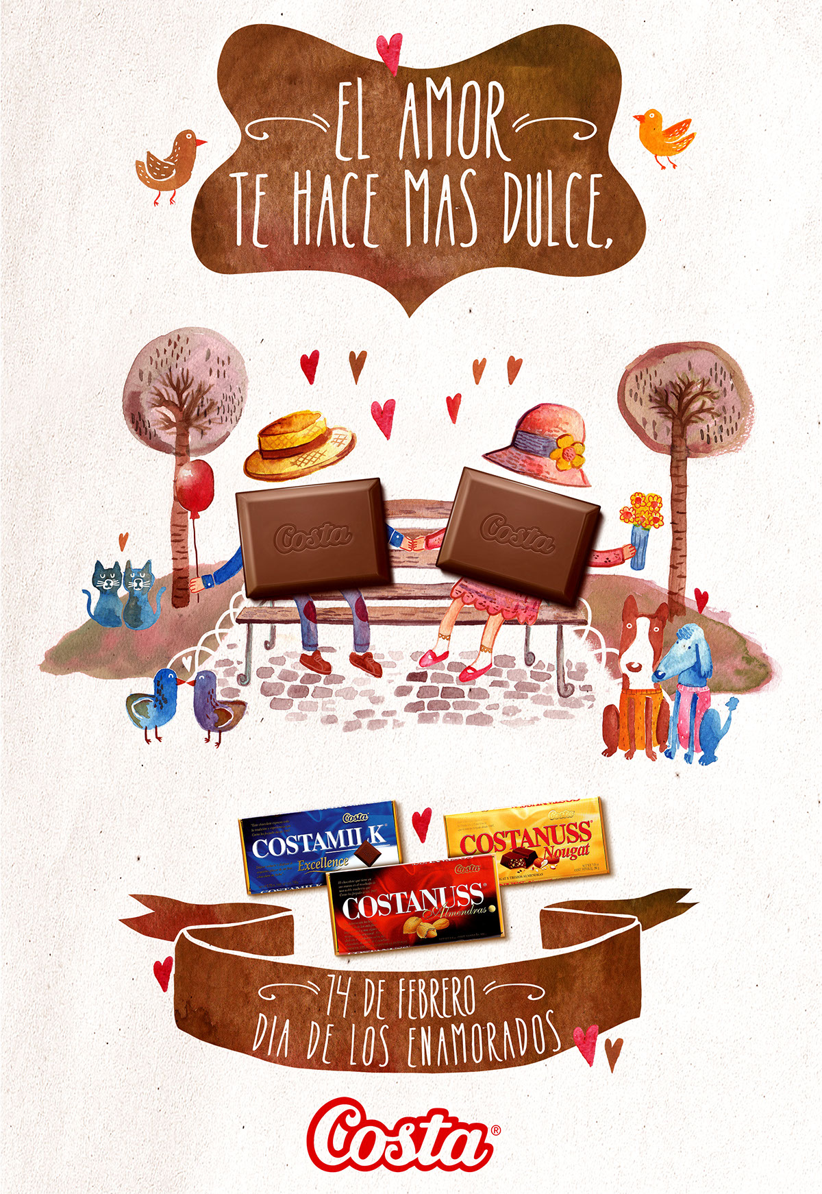 enamorados Costa ilustracion garvo grafica chocolates
