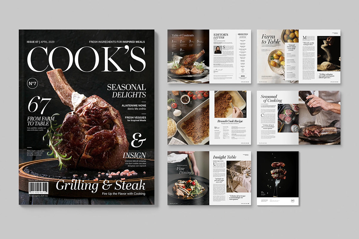 Food Magazine cookbook template cookbook template