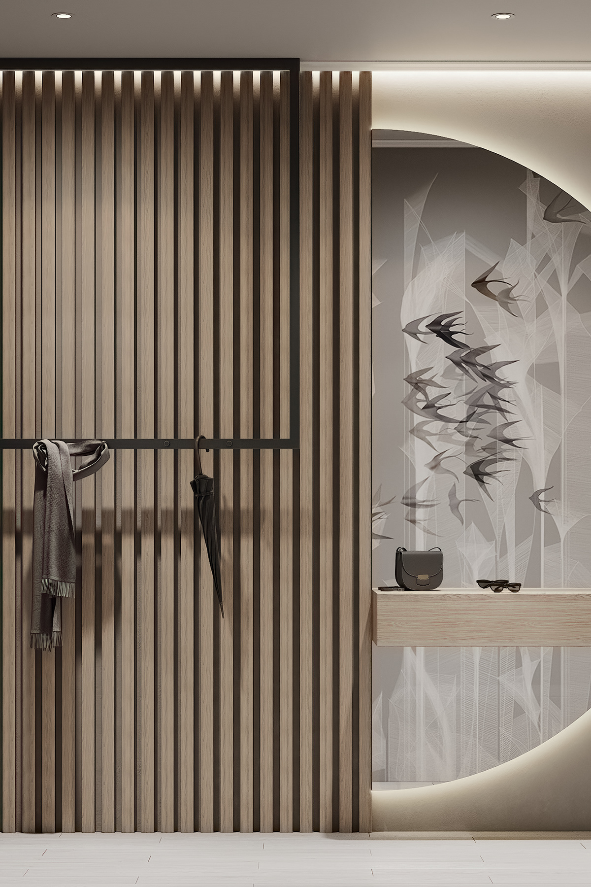 3D archviz CGI decor design Hall home Interior mirror Render