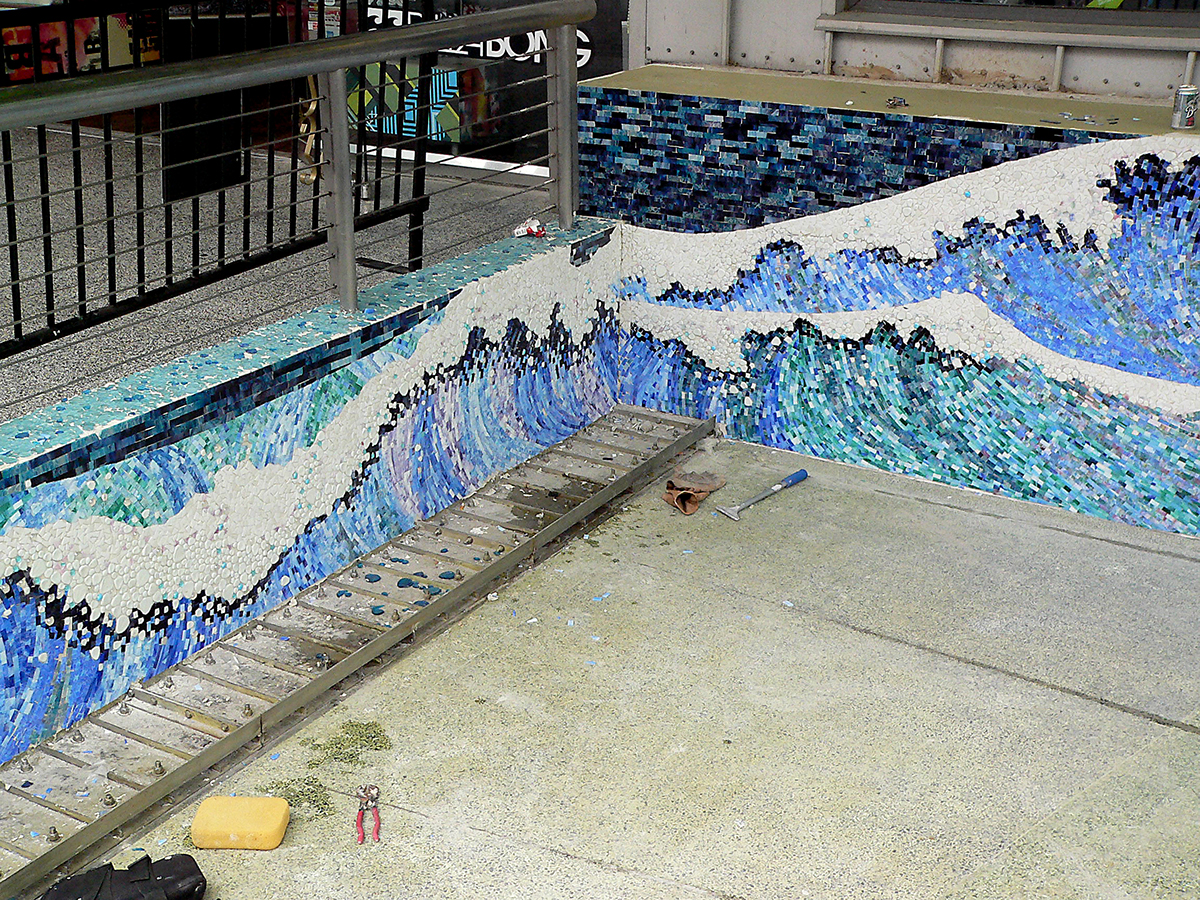mosaic Universal Studios citywalk waves sea environmental design