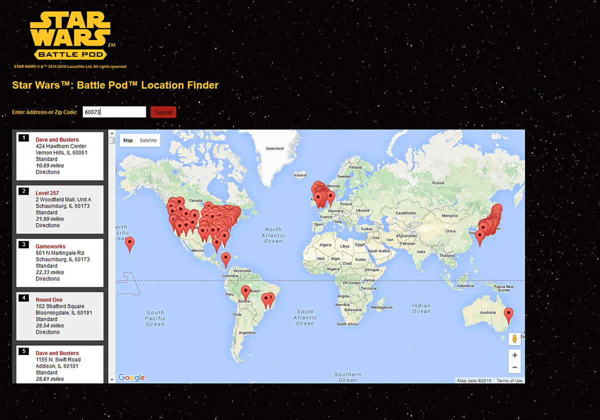 star wars Location finder map Website