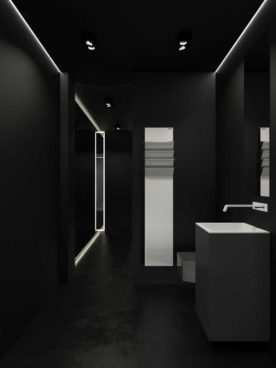 LOFT minimal apartment design Interior b&w bathroom modern concrete Marble luxury