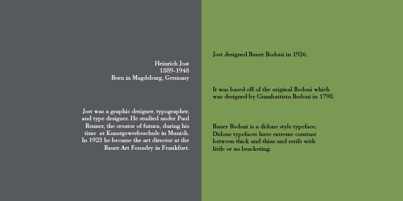 book type specimen bauer bodoni design InDesign adobe
