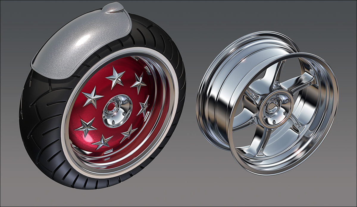 3D CGI wheels Tyres tires chrome motorbikes