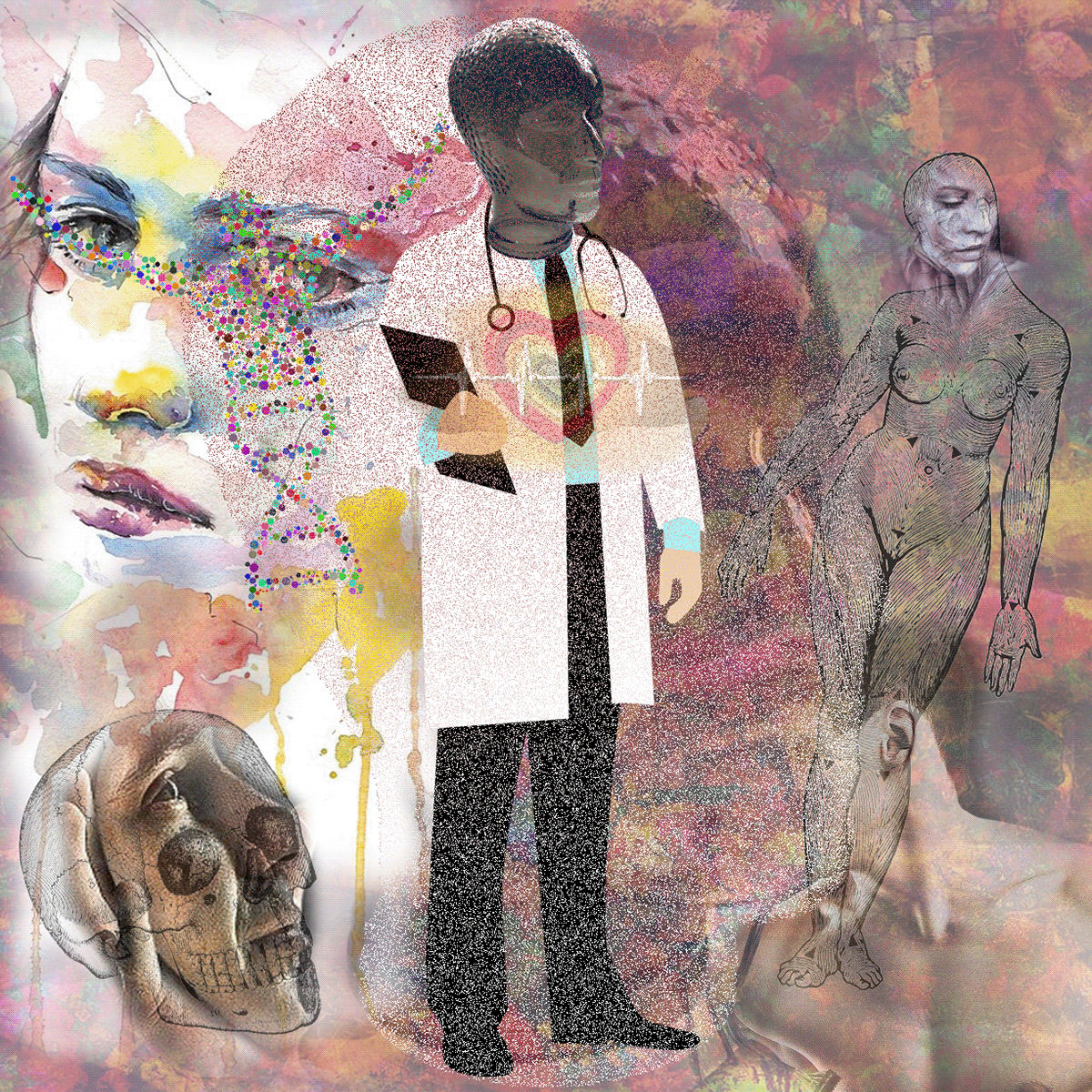 Colourful  conceptual art cyberart Digital Art  doctor fantasy glass head hiphop medical art REMIX