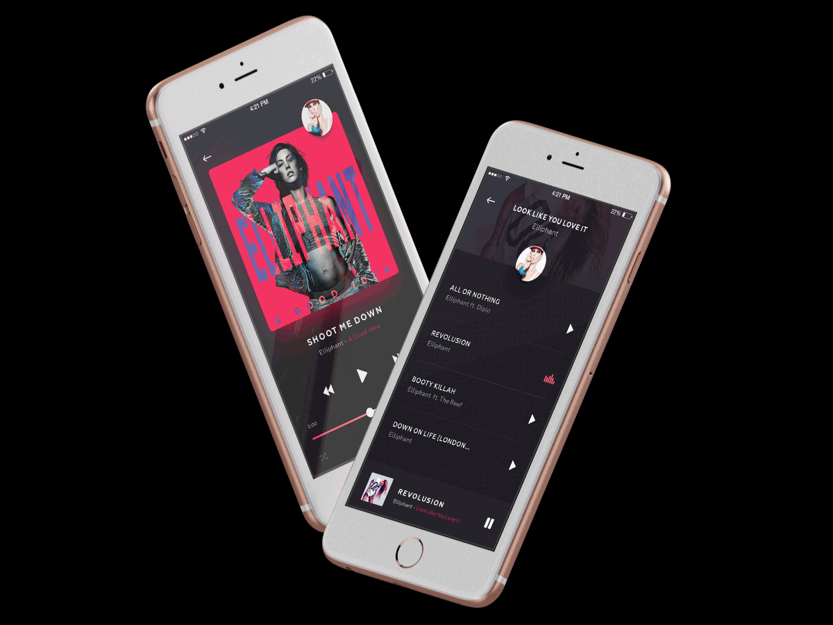 ios player music app iphone psd interaction
