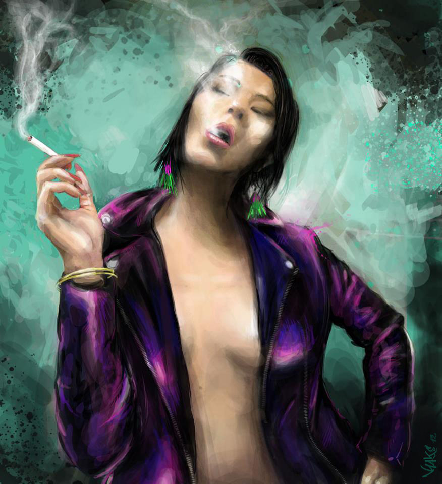 fleur digital painting Fleur de Lys wacom  intuos smoke smoking kils