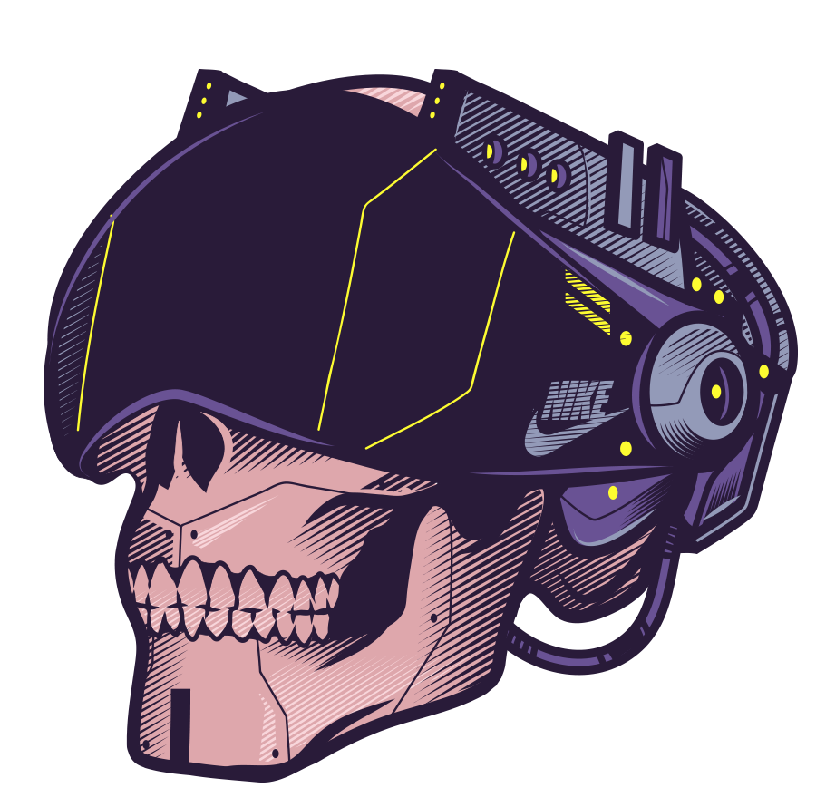 design ILLUSTRATION  vectorart vector skull mecha bots robots sticker Post punk
