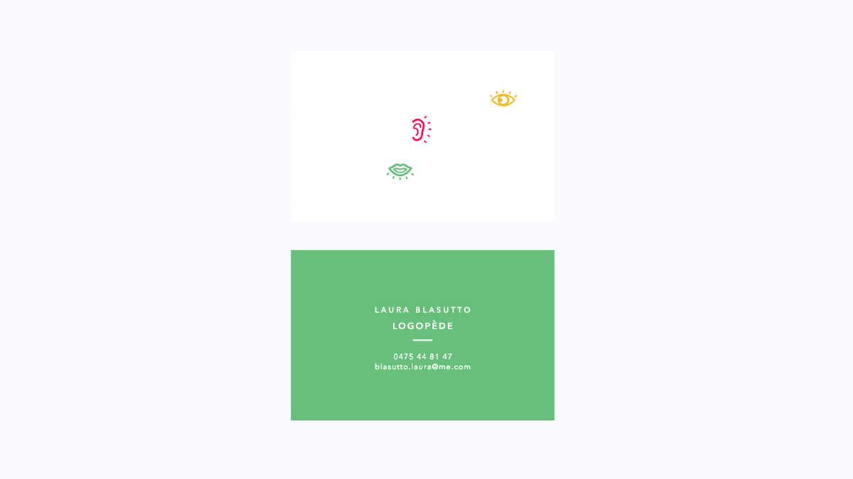 speech icons therapist children orthophoniste business card colors graphic design drawings belgium