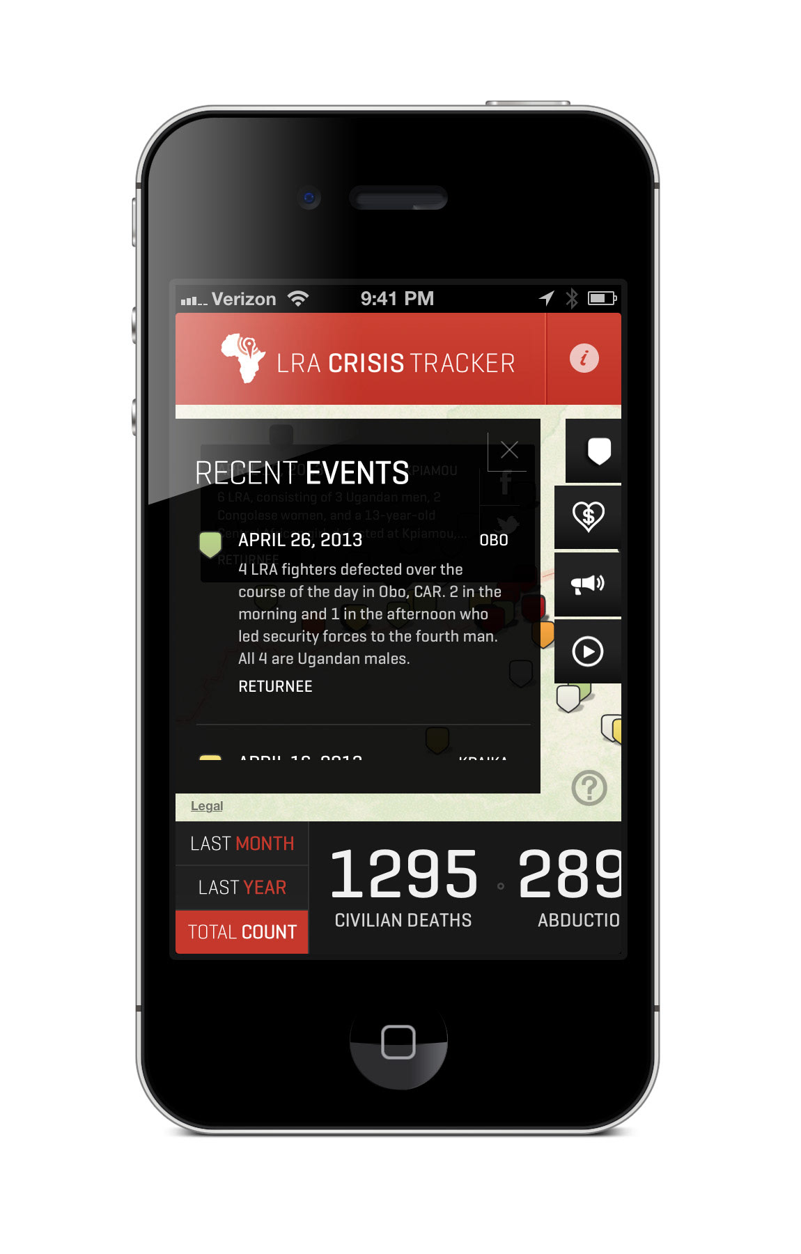 lra crisis tracker ios non-profit Invisible Children mobile development mobile design design