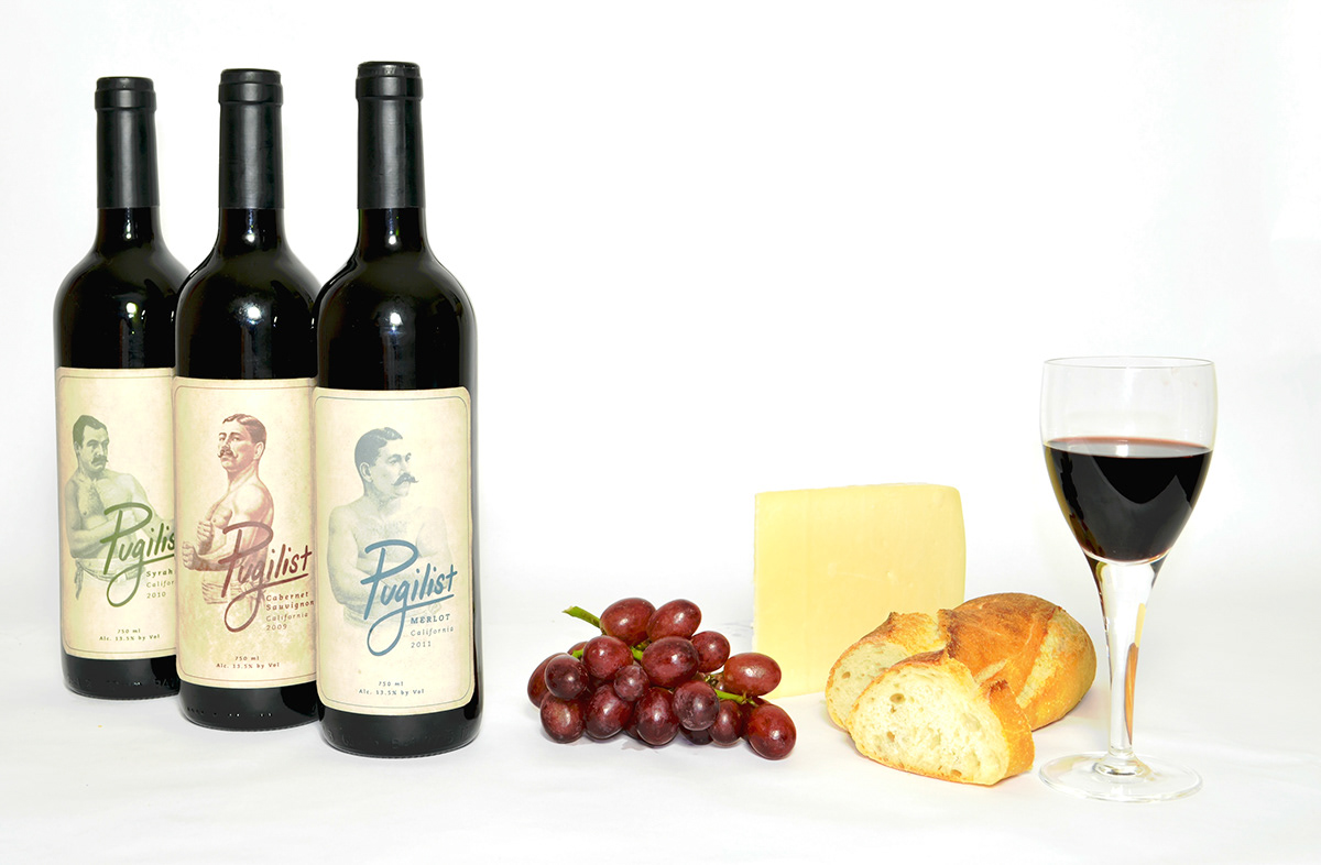 winery wine alcohol pugilist Fighter Boxer mustache Hipster Script hand-type duo tone box cigar Cheese grapes