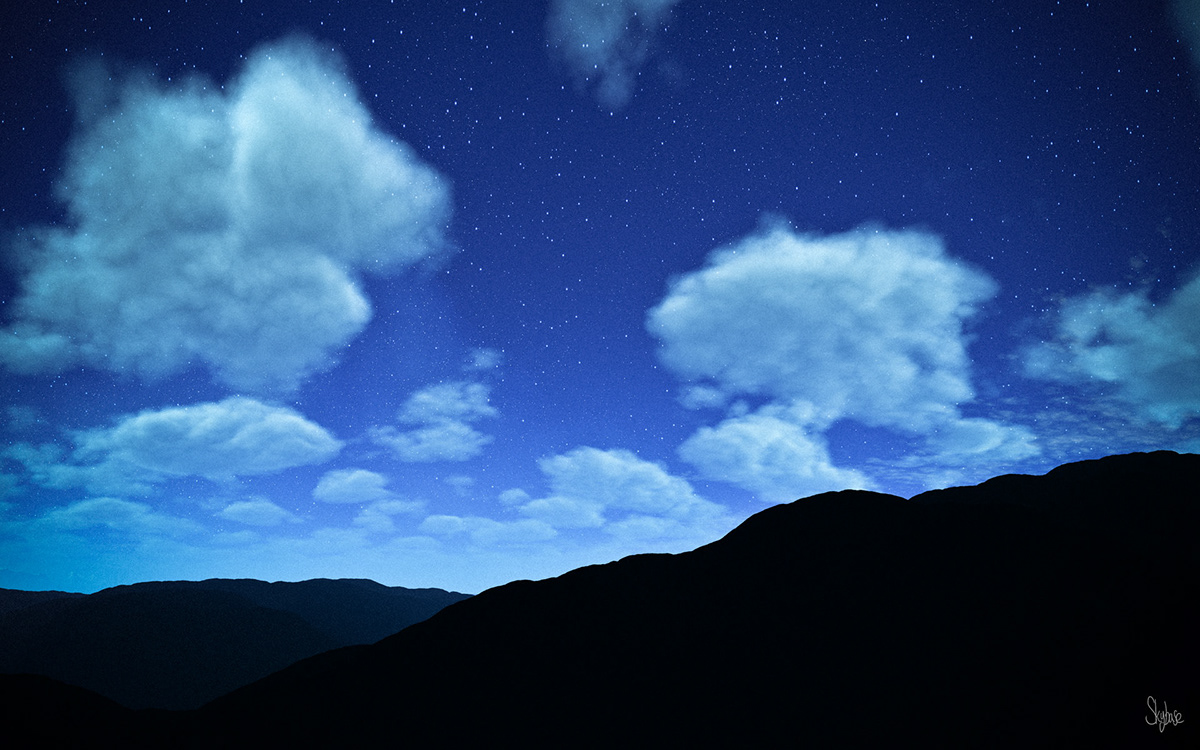 3D Procedural landscapes quiet blue realistic