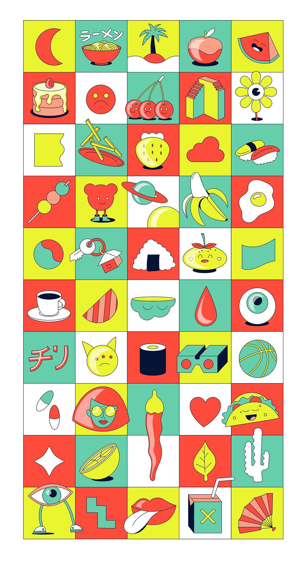 Collection comic doodle Food  Fun Icon kawaii pop vector Vectoricon