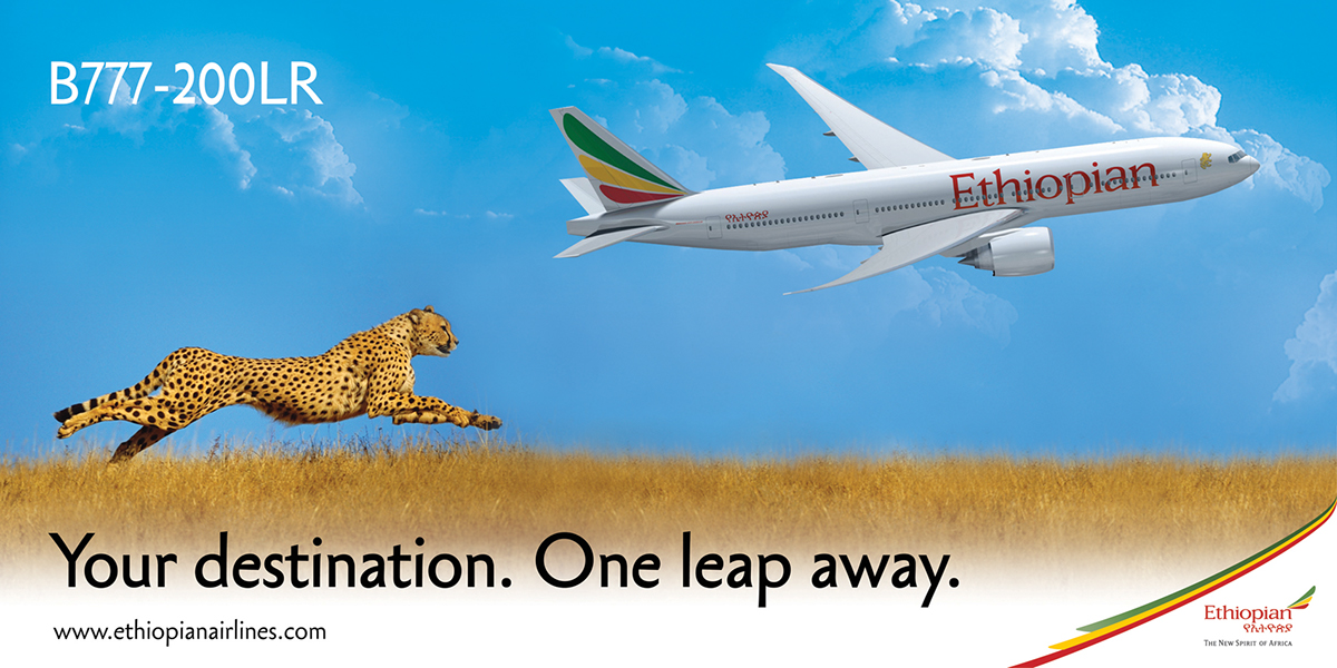 Airlines ethiopia ethiopian poster billboard cheeta Fly Asnake