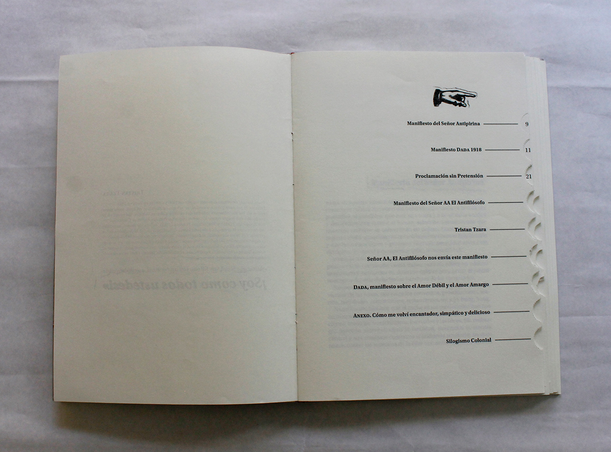 tipografia cosgaya fadu tristan tzara Dada book design editorial book manifiesto handmande collage libro