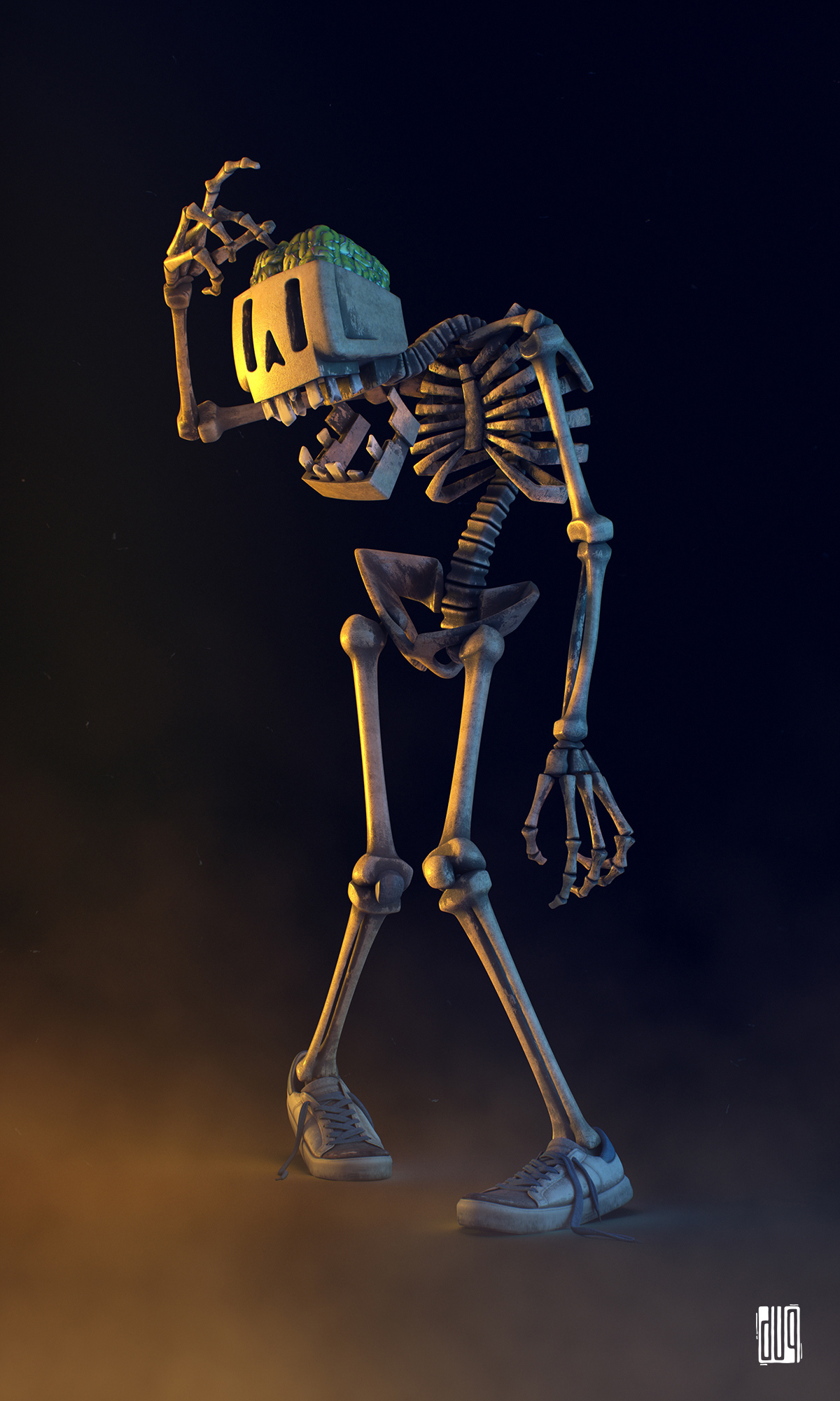 3D Character skull brain duq