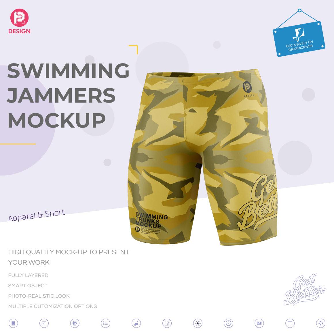 3d mockup apparel aquashorts drag shorts jammers man bodysuit Sportswear surfing swim shorts swimming
