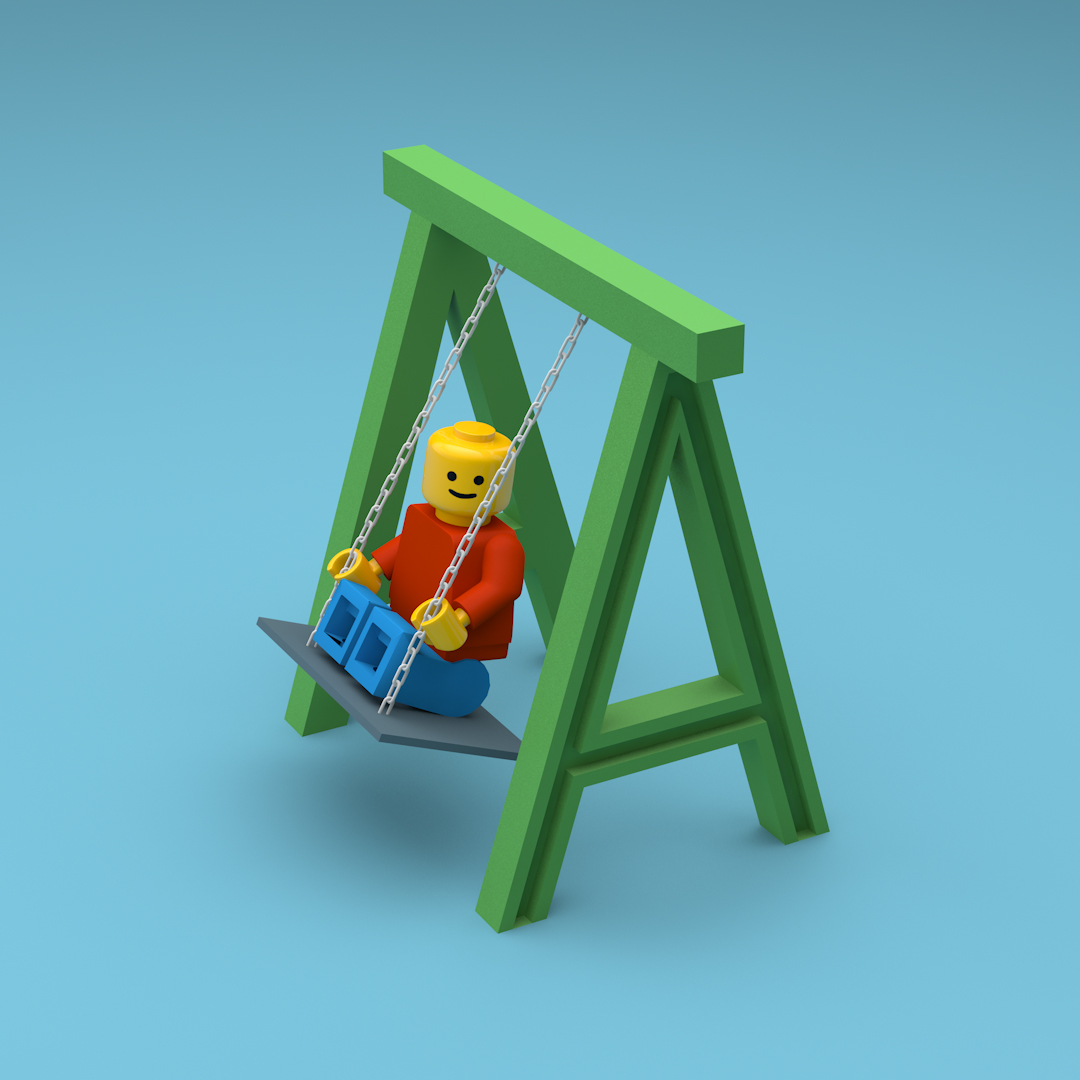 toy LEGO swing 3D experiment letter alphabet