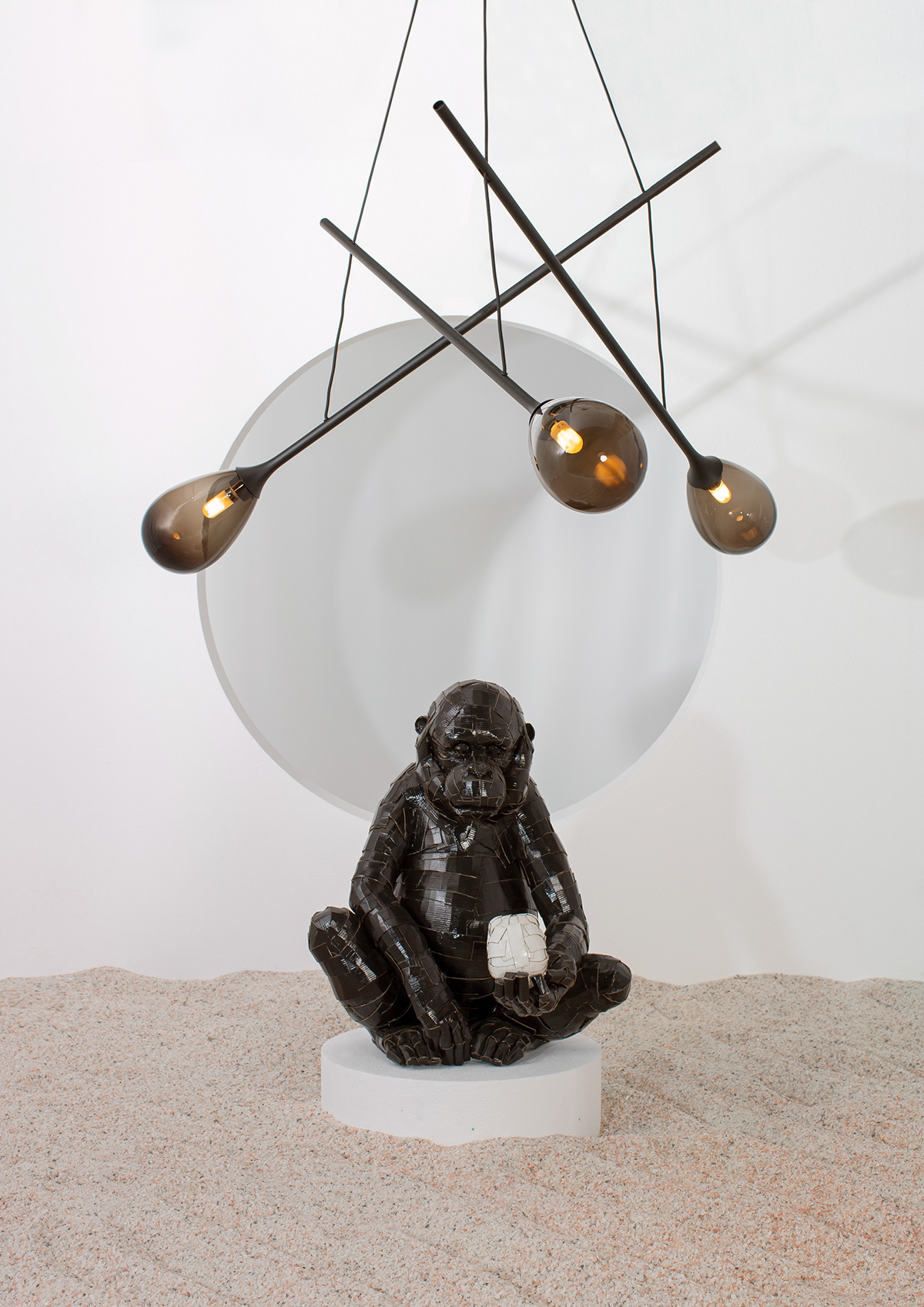 adjustable black glas glass blowing  Lamp light light sculpture luminaire pendand light