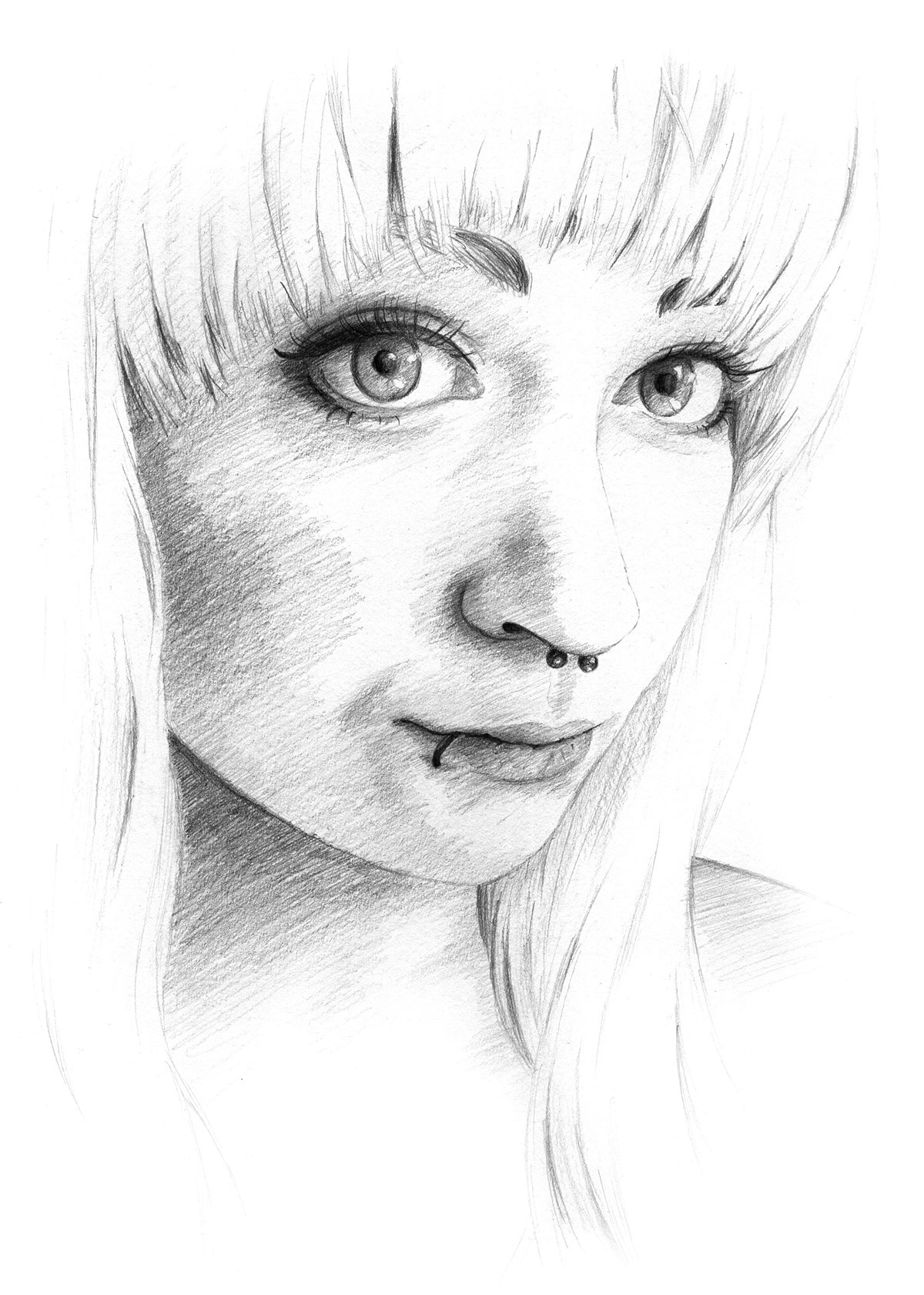 pencil portrait woman sketch Drawing  girl face paper