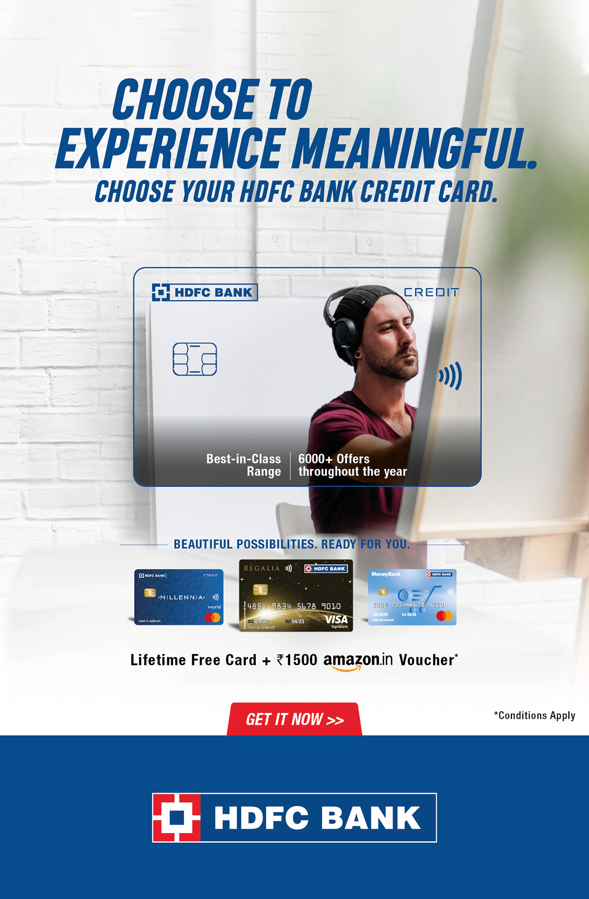 Bank credit card Experience explore finance HDFC Bank money offers possibility spend
