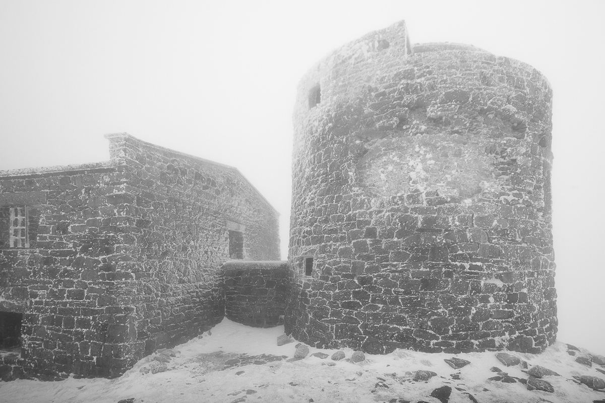 snow b&w White snowstorm mountains abandoned observatory