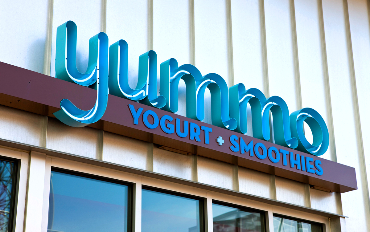 Yummo kansas city tad carpenter Tad Carpenter Creative yogurt Signage penguin modern