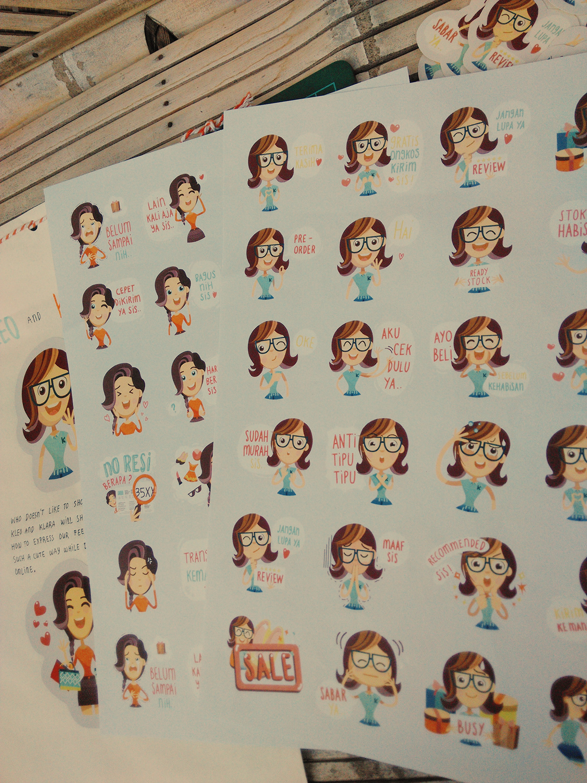 kleo klara Shopping sticker indonesia cute vector bahasa online Belanja cartoon Emoticon transuction buyer seller