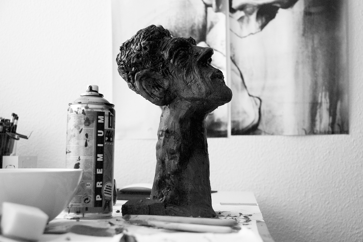 alberto  Giacometti  art  sculpture clay  creative  head  portrait  selvportrait  Artist  poster