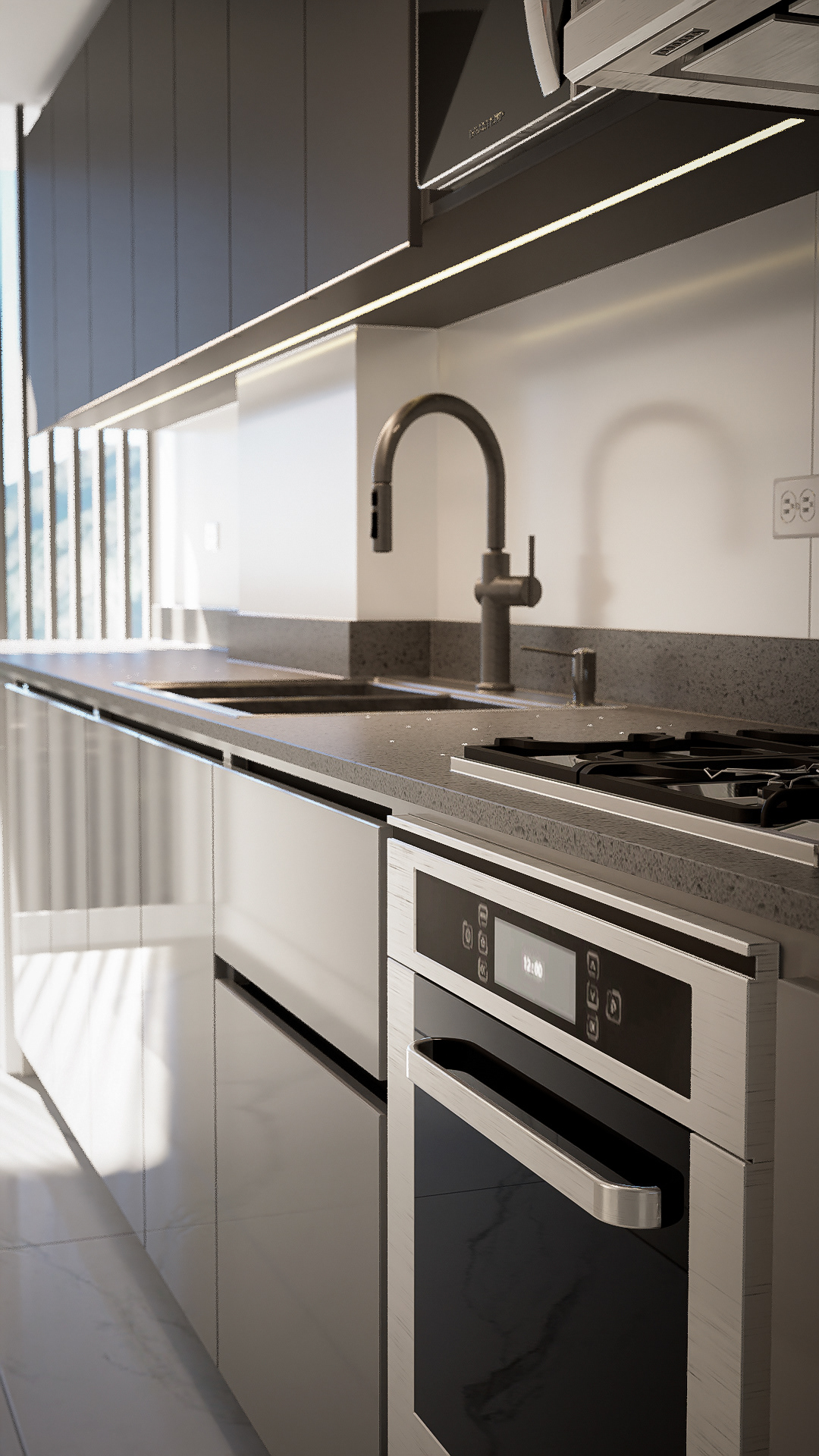 kitchen interior design  Render modern architecture 3D