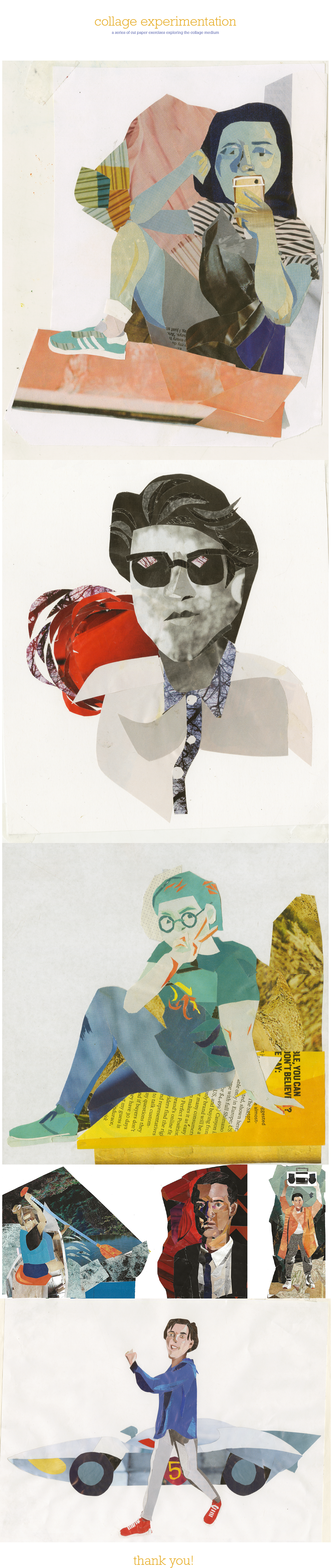 collage color shape portraits x-acto knife cut paper KU Design