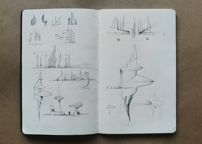atlantis Sebastian reeve sketches drawings Moleskin notebook sketch