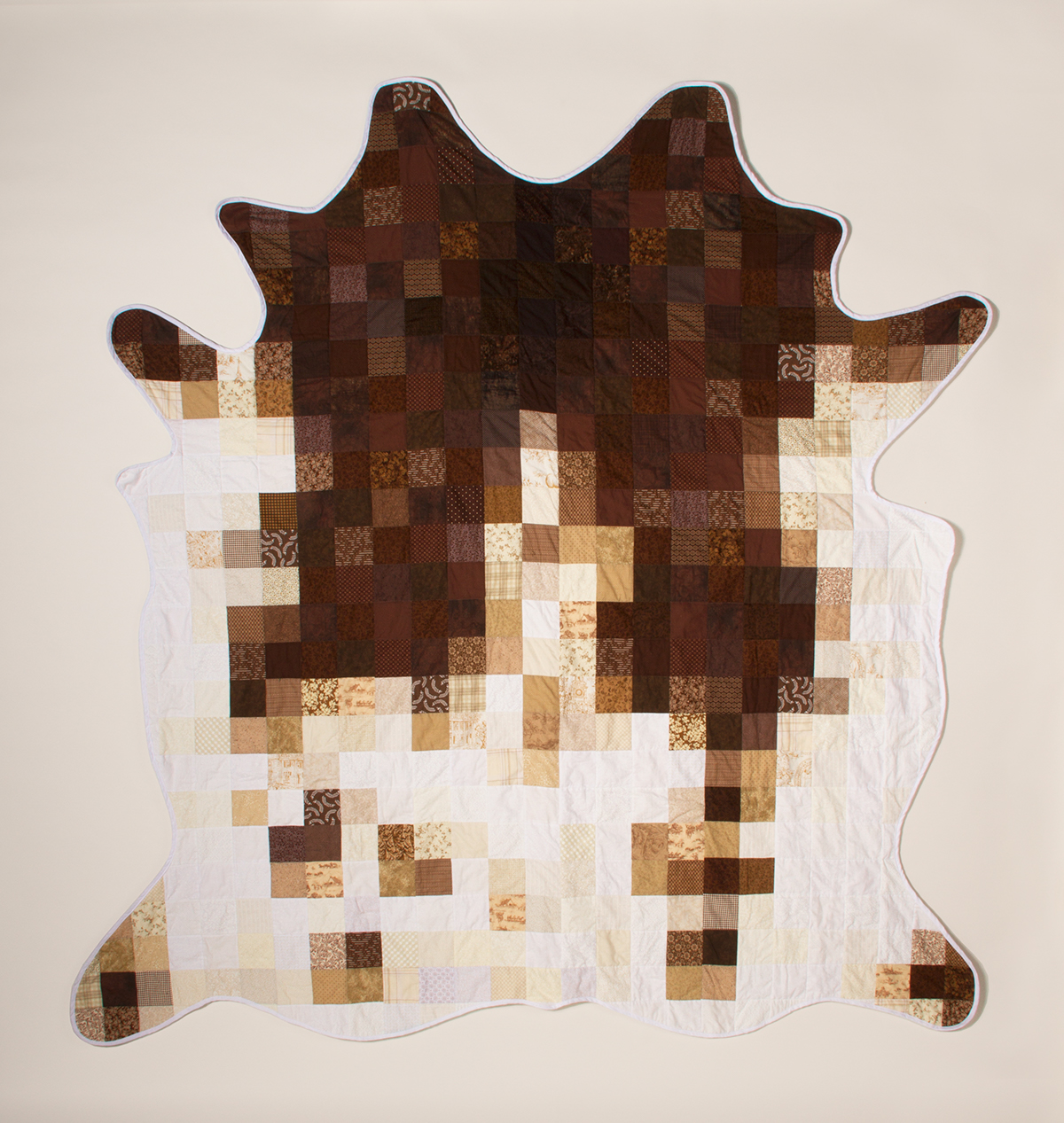 art animal quilt quilting sewing pixel brown White cow cowhide hide Cattle hereford Texas Longhorn calf