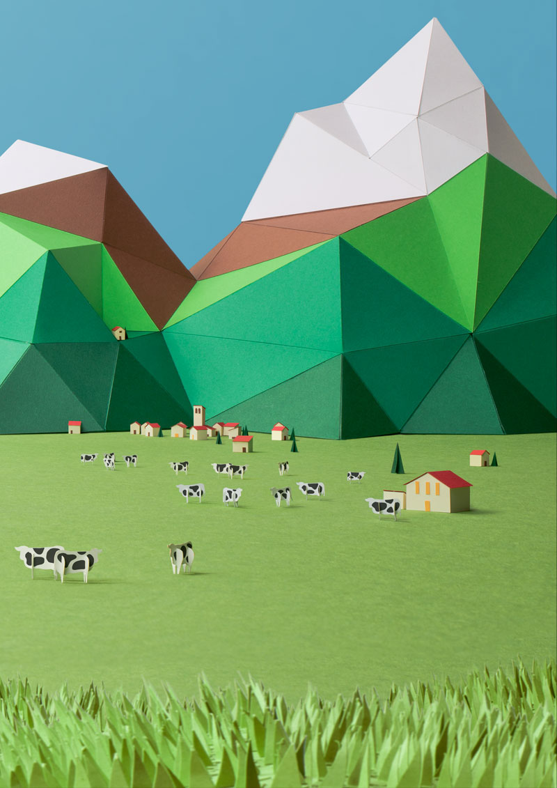Institutions Other Animation big background images Texture Video paper papercraft mountains green grass montañas hierva asturias spain central lechera asturiana