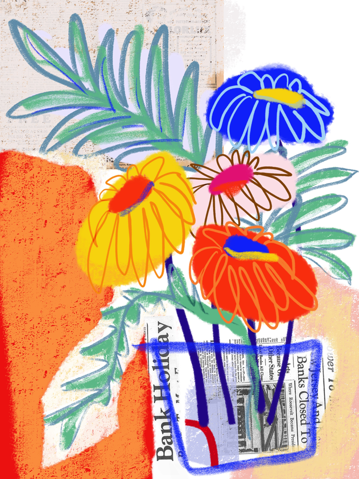 ILLUSTRATION  digital illustration collage art Art illustration Plant Illustration Pop Art colorful decorative flower Plant