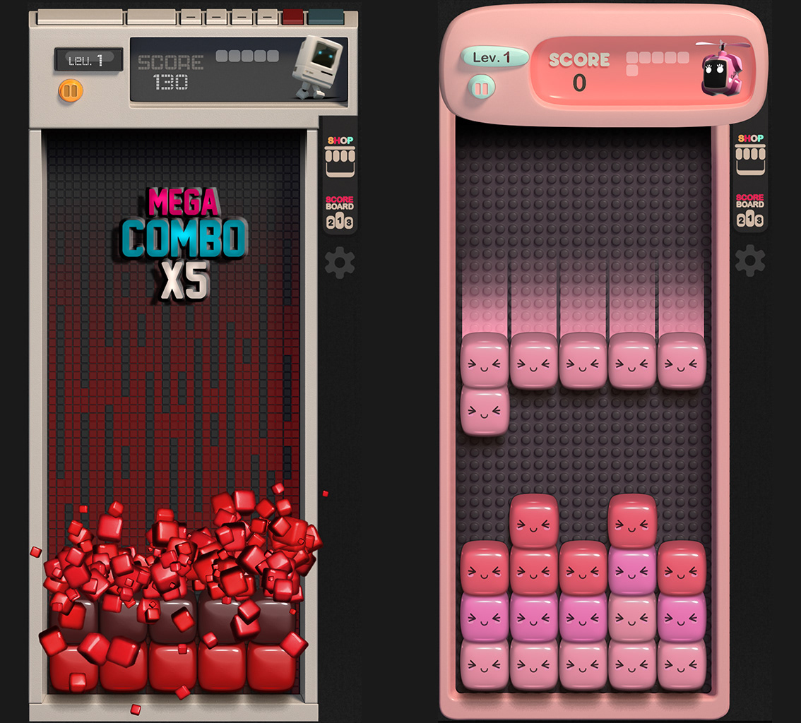 block Character concept design game mobil puzzle tetris UI