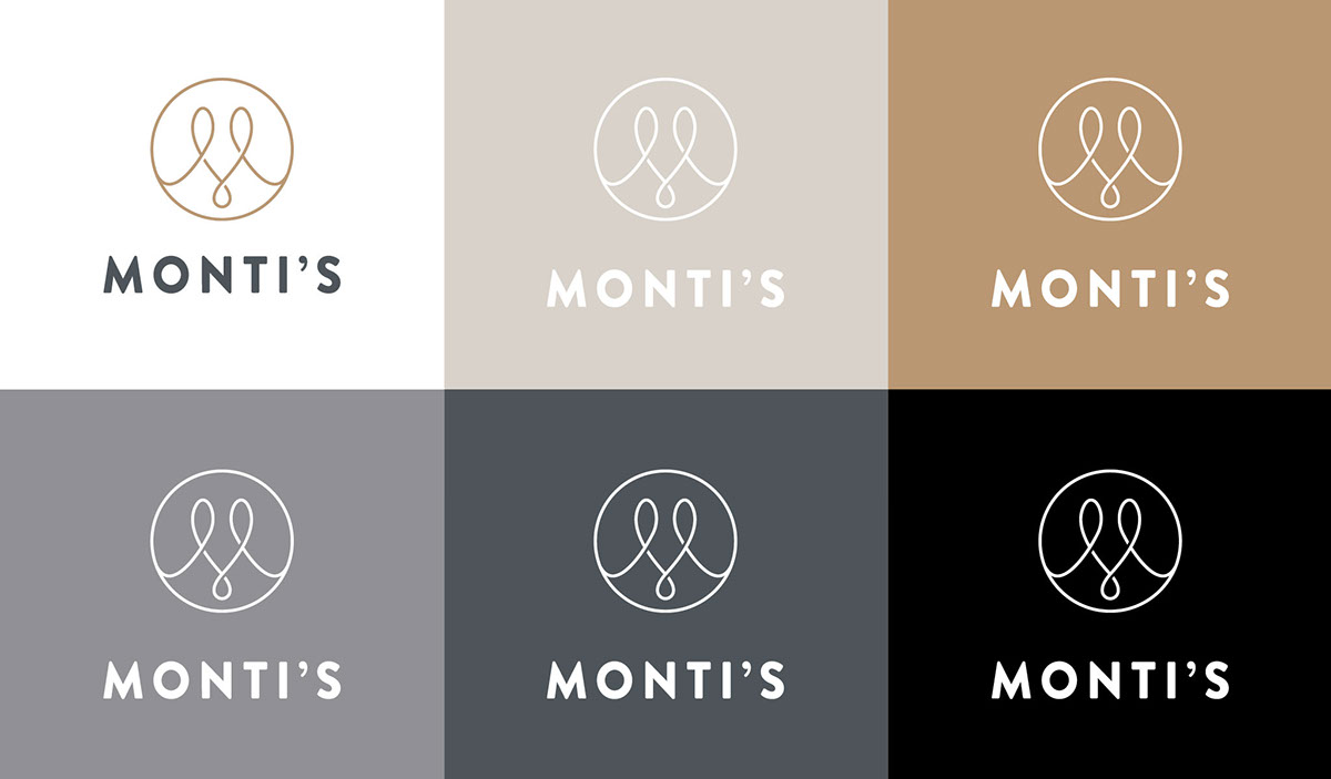 Montis rotisserie restaurant bar monogram line curve loop modern identity