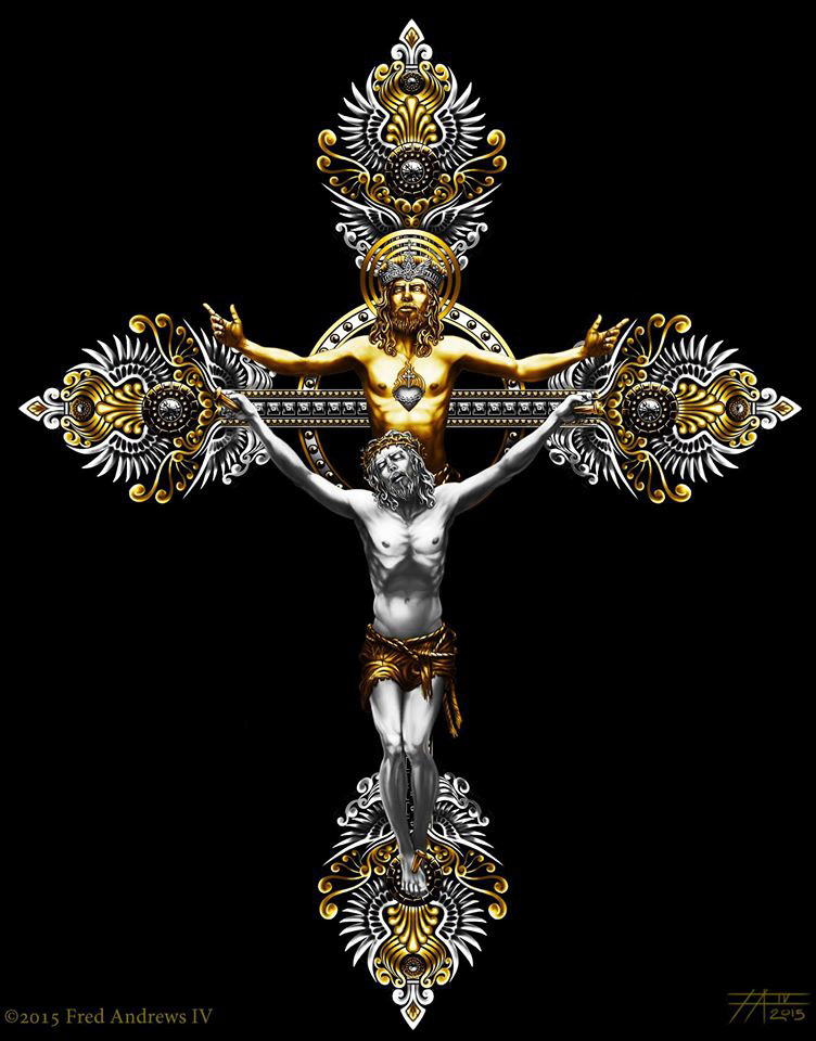 jesus christ wings gold God religous spiritual geometry painting   crusifix
