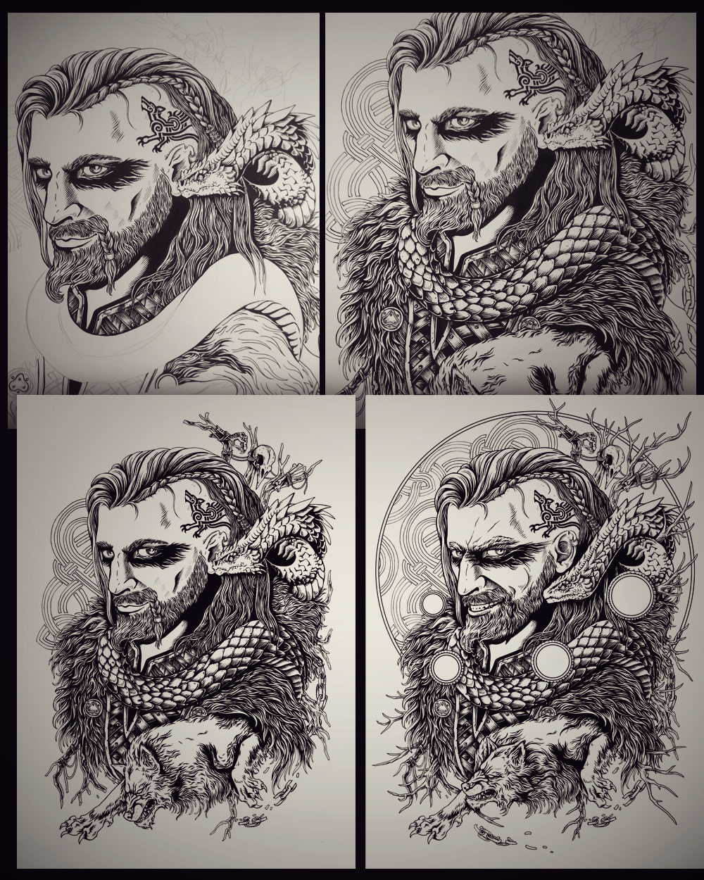 game ink mythology Norse snake tattoo tshirt vikings wolf