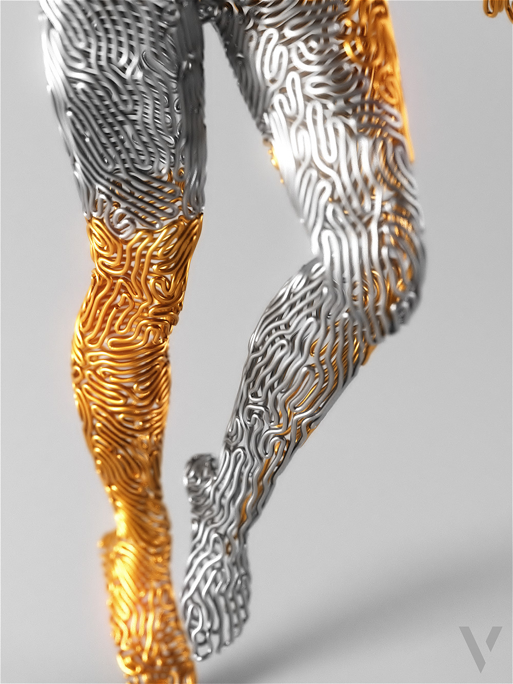 beauty body dress Fashion  gold sculpture silver steel Wires women