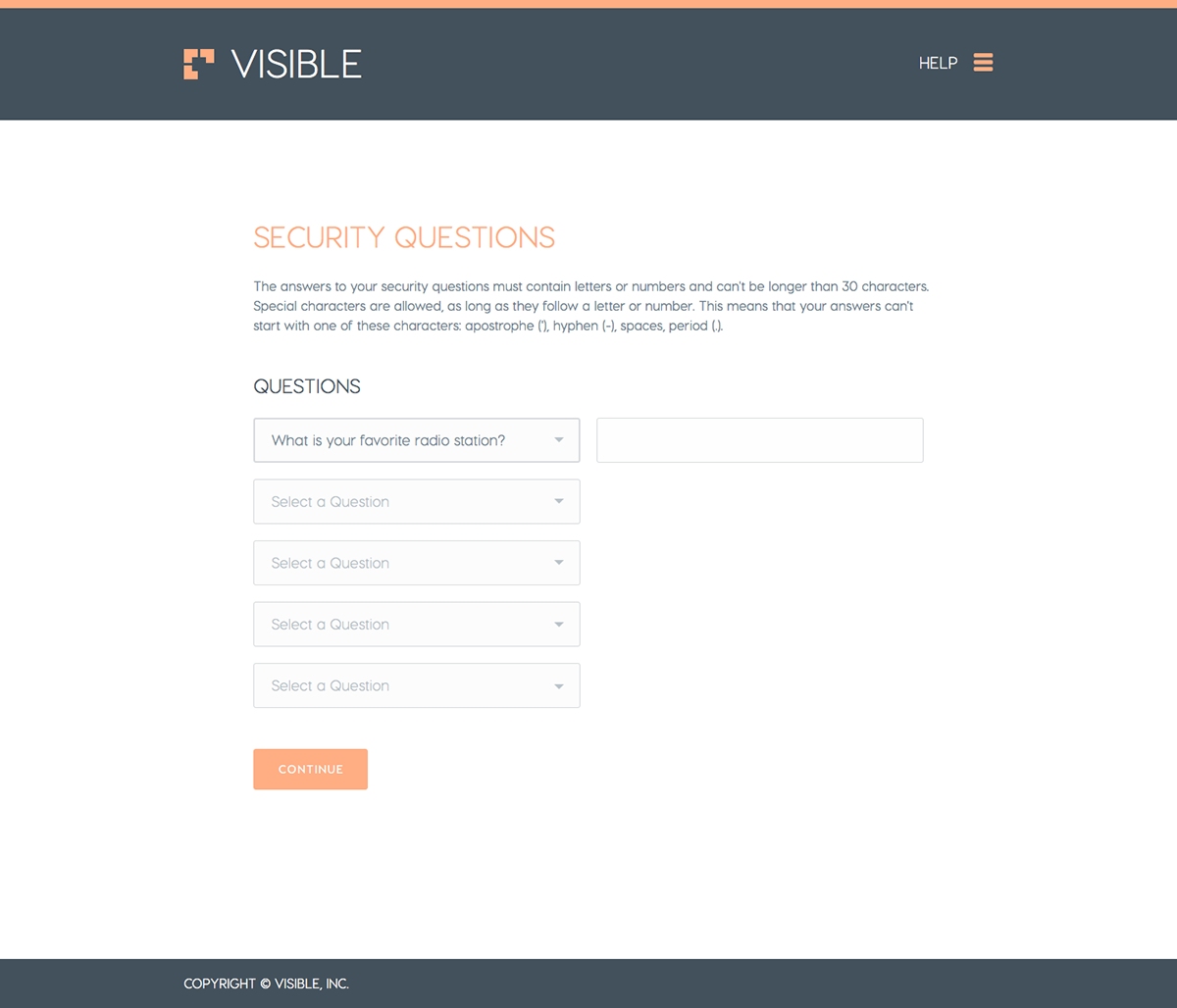 Security Questions security Web UI