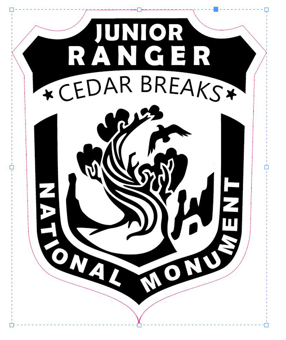 Jr. Ranger Badge Wood Burning Lazer Burning ILLUSTRATION  Cedar Breaks National Park