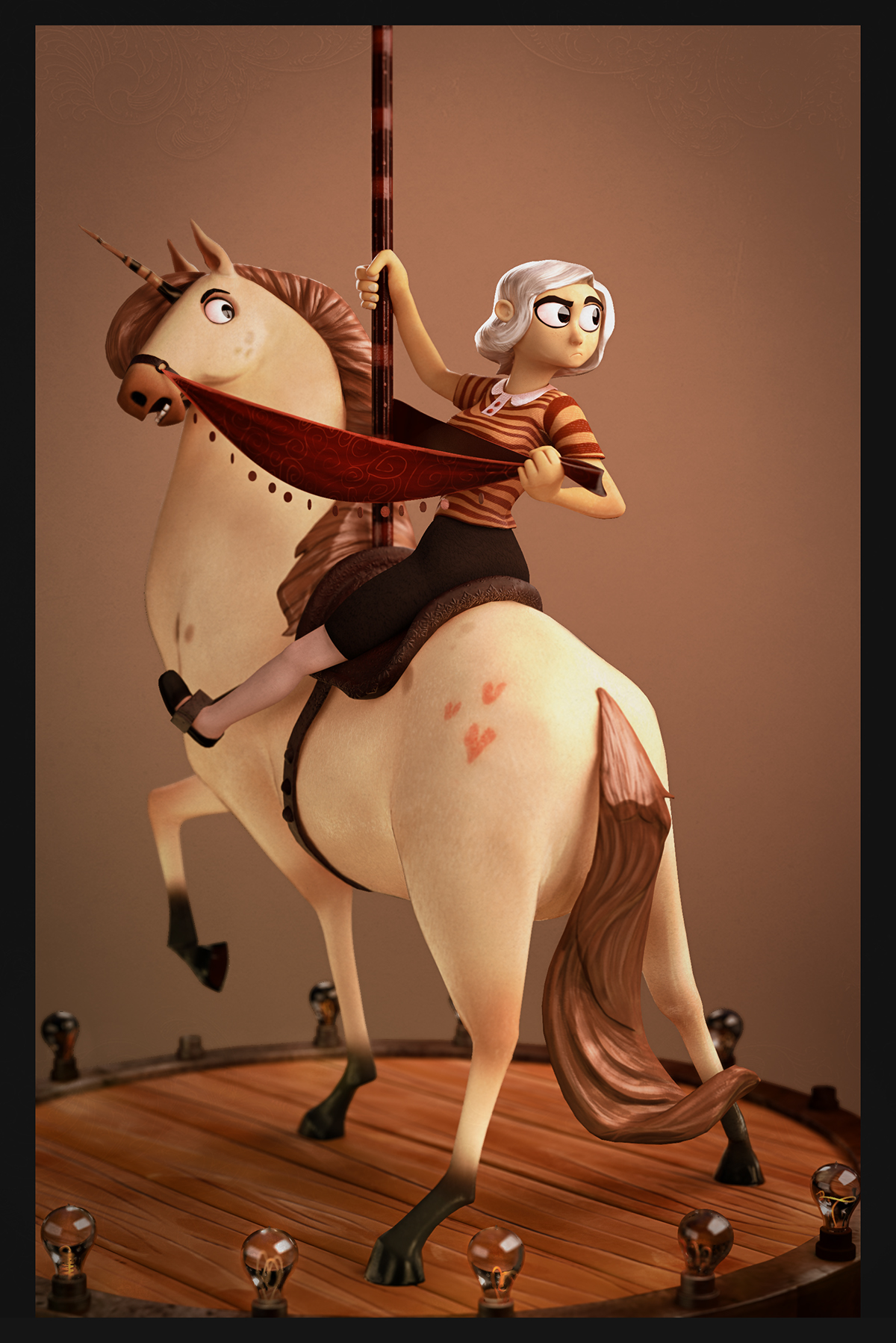 horse rider feature animation Character Cartoony stylized girl whimsey