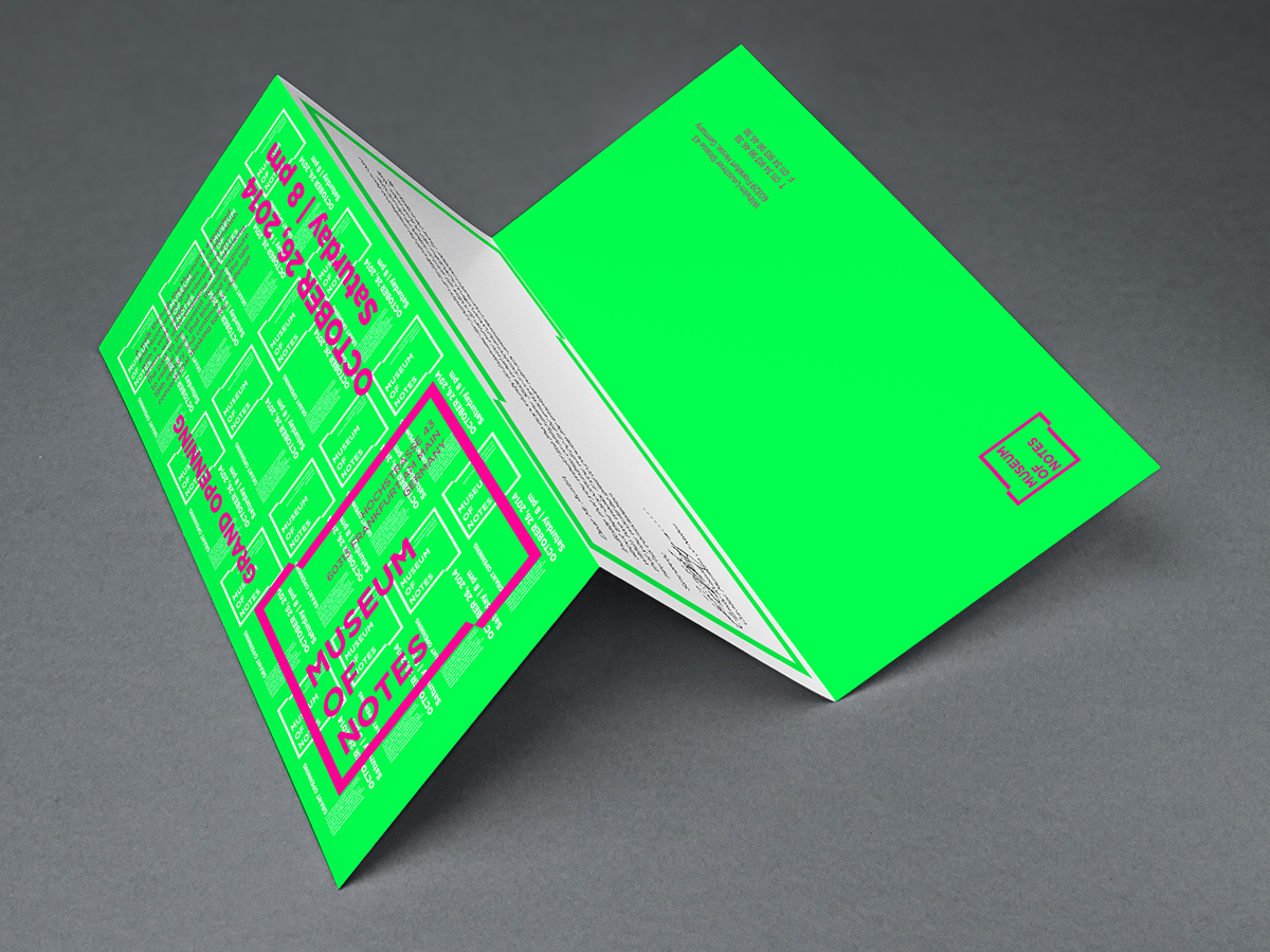 museum note brand Exhibition  neon color green fold