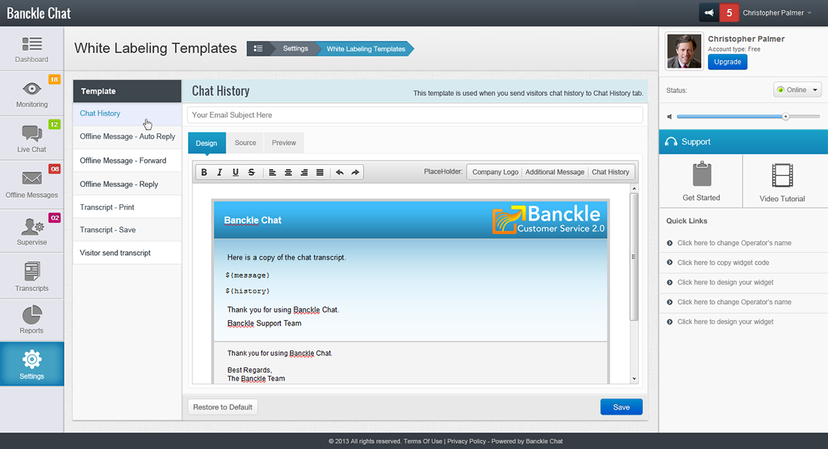 Banckle Chat - web application