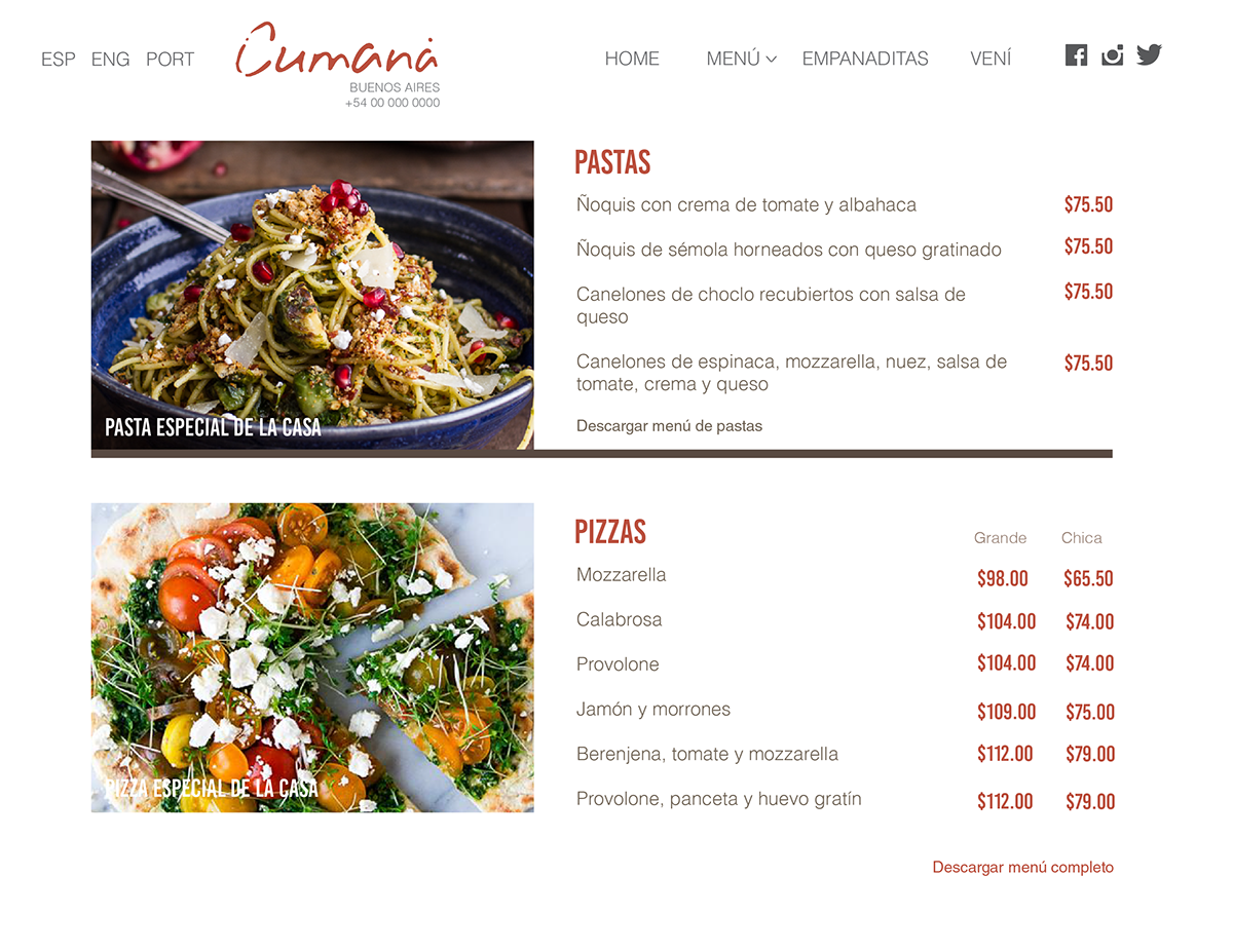 Webdesign Food  restaurant argentina