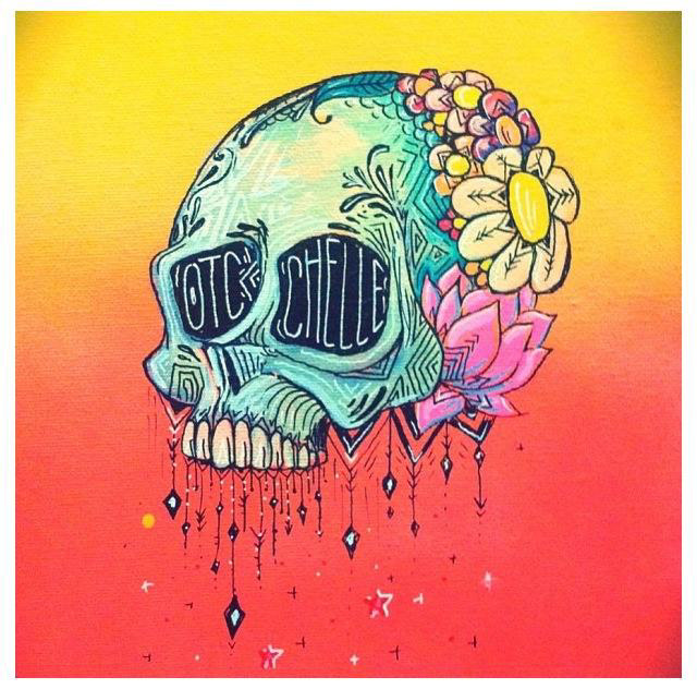 graff skull cool color paint